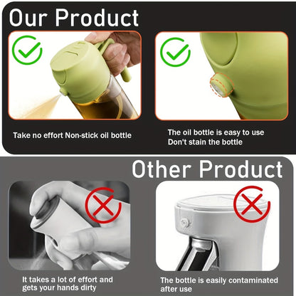 Olive Oil Dispenser Bottle 2-in-1 Glass Oil Sprayer & Dispenser 16oz Kitchen Cooking Oil Bottle with Labels for BBQ, Salad, Air Fryer & Grilling – 2 Pack
