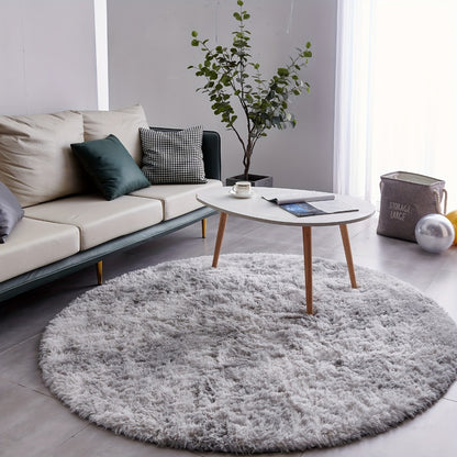 Round Shaggy Plush Rug – Soft Fluffy Circular Carpet for Bedroom & Living Room, Easy Clean