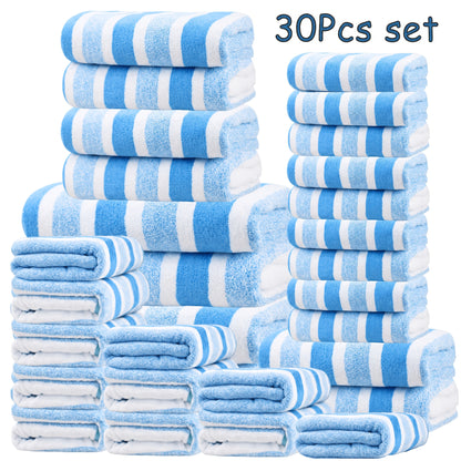 Bath Towel Set 30 Piece Coral Fleece Super Soft Quick Dry Fast Absorption Lightweight Large Wide Towels for Home Hotel Spa Gym Camping Christmas Gift Red Gray Green Navy Blue Purple Brown
