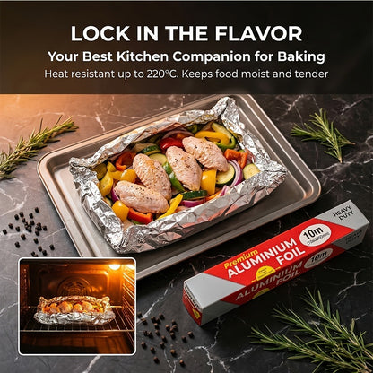 Aluminum Foil Rolls Heavy Duty – Thick Tin Foil for Baking, Grilling, BBQ & Food Wrapping, Disposable Kitchen Foil for Restaurants & Home, Perfect for Camping, Corn, Hot Dogs & Sandwiches