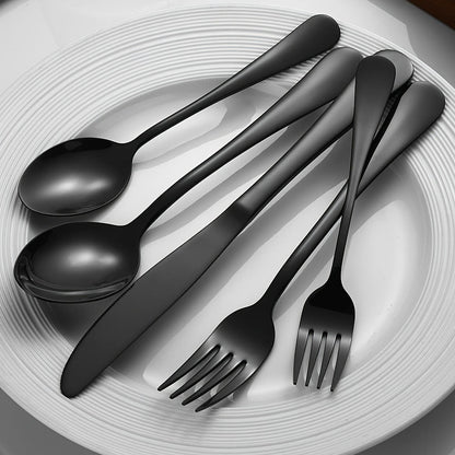 30pcs Golden Stainless Steel Flatware Set for 6 People Mirror Polish Knives Forks Spoons Silverware with Wooden Gift Box for Wedding Celebration Banquet Business Gift