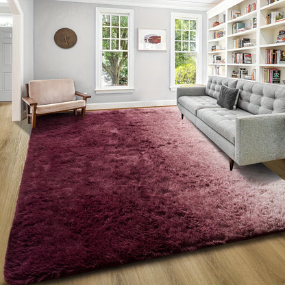 Shaggy Plush Area Rug - Soft Fluffy Carpet for Living Room, Bedroom & Sofa | Non-Slip Machine Washable Tie-Dye & Solid Color Long Pile Rug | Luxury Home Decor Floor Mat in Multiple Sizes & Colors