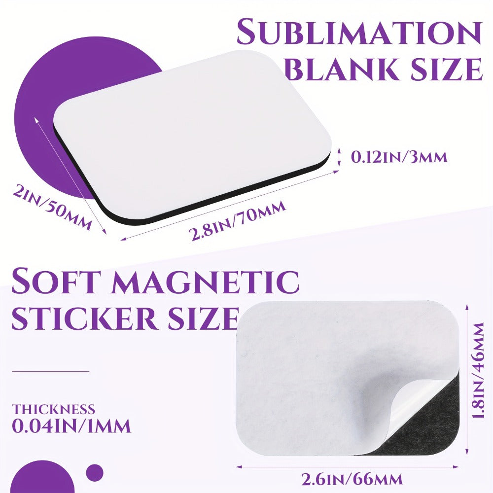 Sublimation Magnet Blanks 96 Pcs Blank Refrigerator Magnets for DIY Crafts – 48 Square & 48 Rectangle Fridge Magnets for Kitchen Office Home Decor Gifts 2.8x2 Inch