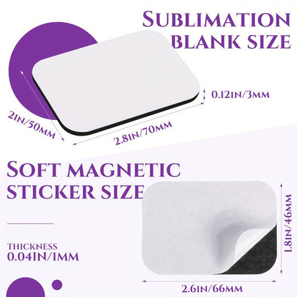 Sublimation Magnet Blanks 96 Pcs Blank Refrigerator Magnets for DIY Crafts – 48 Square & 48 Rectangle Fridge Magnets for Kitchen Office Home Decor Gifts 2.8x2 Inch