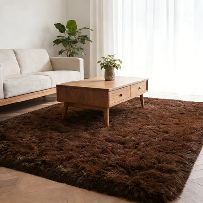 Round Faux Fur Area Rug - Soft Plush Circle Carpet for Living Room Bedroom, Machine Washable, Multiple Colors & Sizes