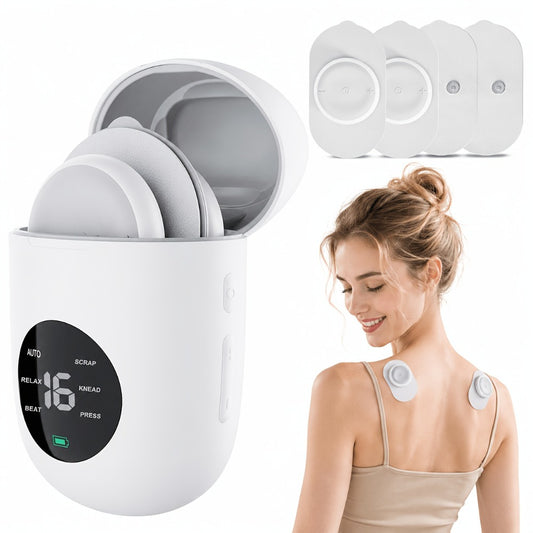 TENS EMS Muscle Stimulator Cordless Rechargeable – 6 Modes 16 Intensity Levels, Wireless Pain Relief Device for Back, Neck, Shoulder & Leg, Portable Full Body Therapy Massager with Charging Case