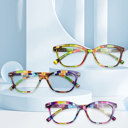 Rimless Reading Glasses for Women 3 Pack - Blue Light Blocking Lightweight Metal Frameless Readers with Anti Eyestrain Lenses, Multiple Colors and Magnifications 1.0X to 4.0X