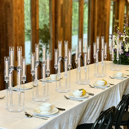 Acrylic Candelabra 6-Arm Candlestick Holder 26.8 Inch Clear Crystal Candle Holders Bulk for Wedding Table Centerpieces, Party Home Decoration, Valentine's Day Anniversary Christmas