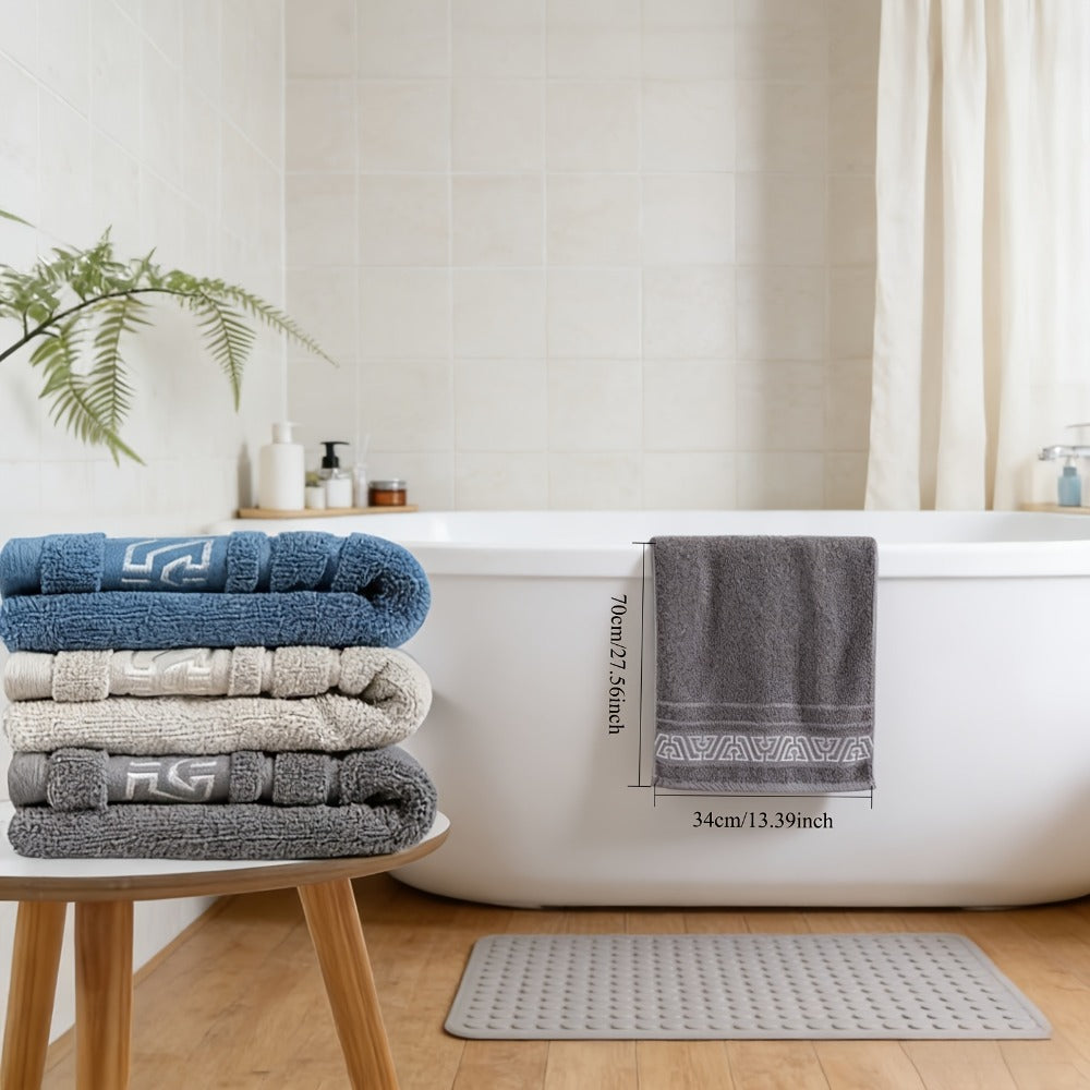 Bath Towel Set of 3 Microfiber Quick Dry 400 GSM Soft Absorbent Bathroom Towels Coastal Pattern Spa Gym Home — Luxury 3-Pack for Adults