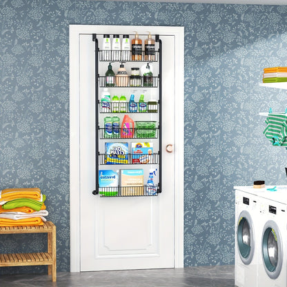 Over The Door Organizer - Heavy Duty Multi-Layer Pantry Storage Rack for Kitchen Bathroom Laundry Room, Space Saving Door Hanging Shelf, 6 or 8 Tier Metal Spice Food Storage Cabinet