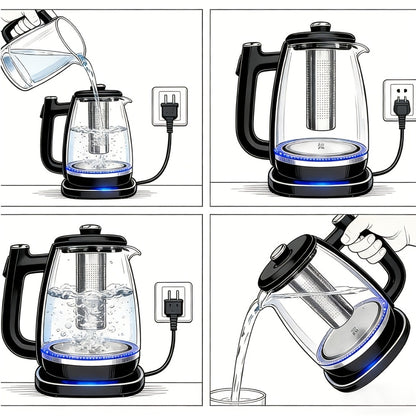 Electric Kettle 1150W Fast Heating – Removable Stainless Steel Filter, Overheat Protection & Easy to Clean, Versatile Hot Water Kettle for Coffee, Tea & Drinking Water, Ideal Kitchen Gift