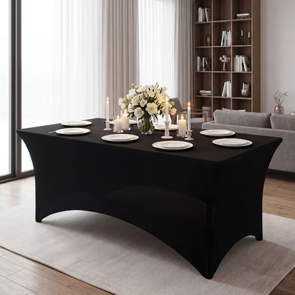 6 Pack Spandex Table Covers for 6ft Rectangular Tables – Fitted Stretch Tablecloths Wrinkle Resistant Washable Reusable for Wedding Party Banquet