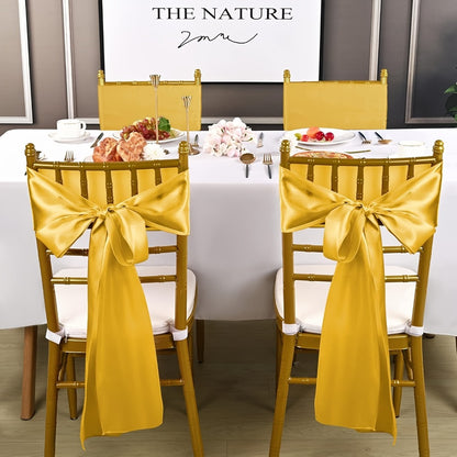 100pcs Satin Chair Sashes Bows for Wedding Banquet Party Event Decoration – 13 Colors, 18×275cm