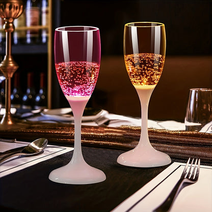 LED Glasses Set of 6 Light Up Drinkware, Glowing Champagne Flutes & Cocktail Cups with Sparkling Light Effect for Parties, Bars, Nightclubs, Weddings & Christmas Celebrations