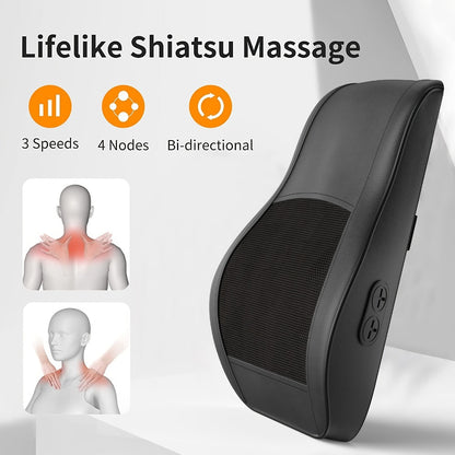 Shiatsu Back Massager with Heat Deep Tissue 3D Kneading for Neck Shoulder Back 3 Massage Modes 2 Heating Levels Electric Body Massager Gift for Mom Dad Women