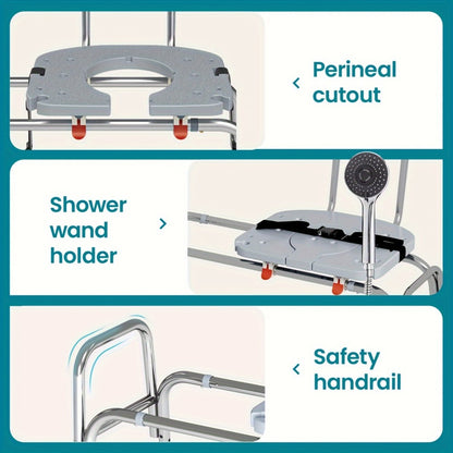 Shower Chair for Elderly Heavy Duty 400 lbs Transfer Bench with Safety Belt Non-Slip Adjustable Height Tool-Free Assembly Bath Seat for Disabled Recovery Seniors 39 Inch Extra Long Shower Bench Bathtub Transfer Chair