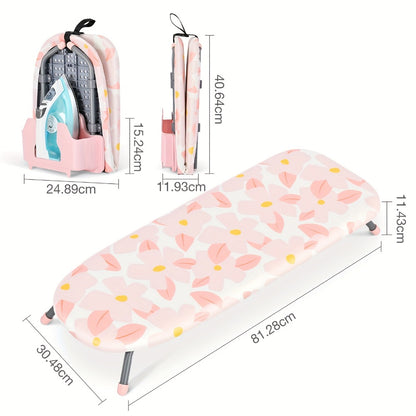 Tabletop Ironing Board Portable with Iron Holder & 2 Heat-Resistant Covers, Compact Small Ironing Board Metal Frame Non-Slip Feet for Home Travel Apartment Dorm, Space-Saving Desktop Iron Board Gift
