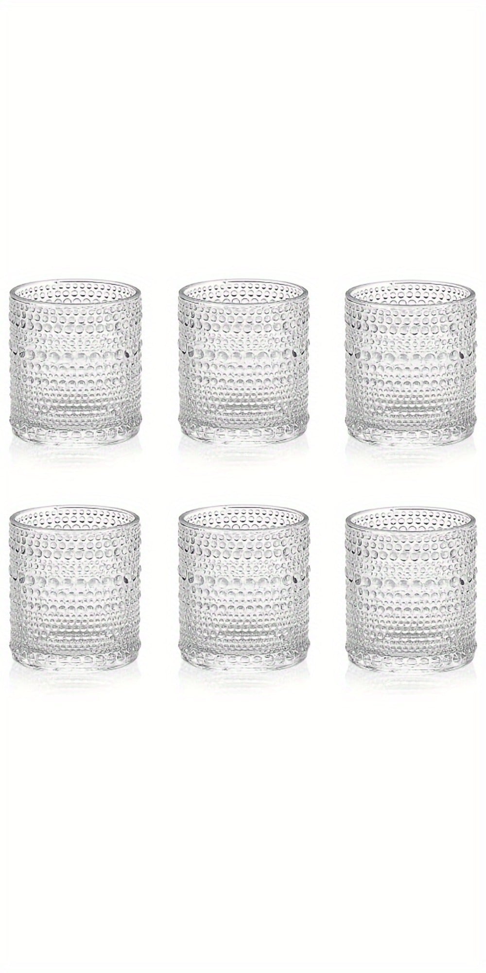 Hobnail Drinking Glasses Set of 6 – 13 Oz Large Clear Glass Cups for Water, Wine & Cocktails