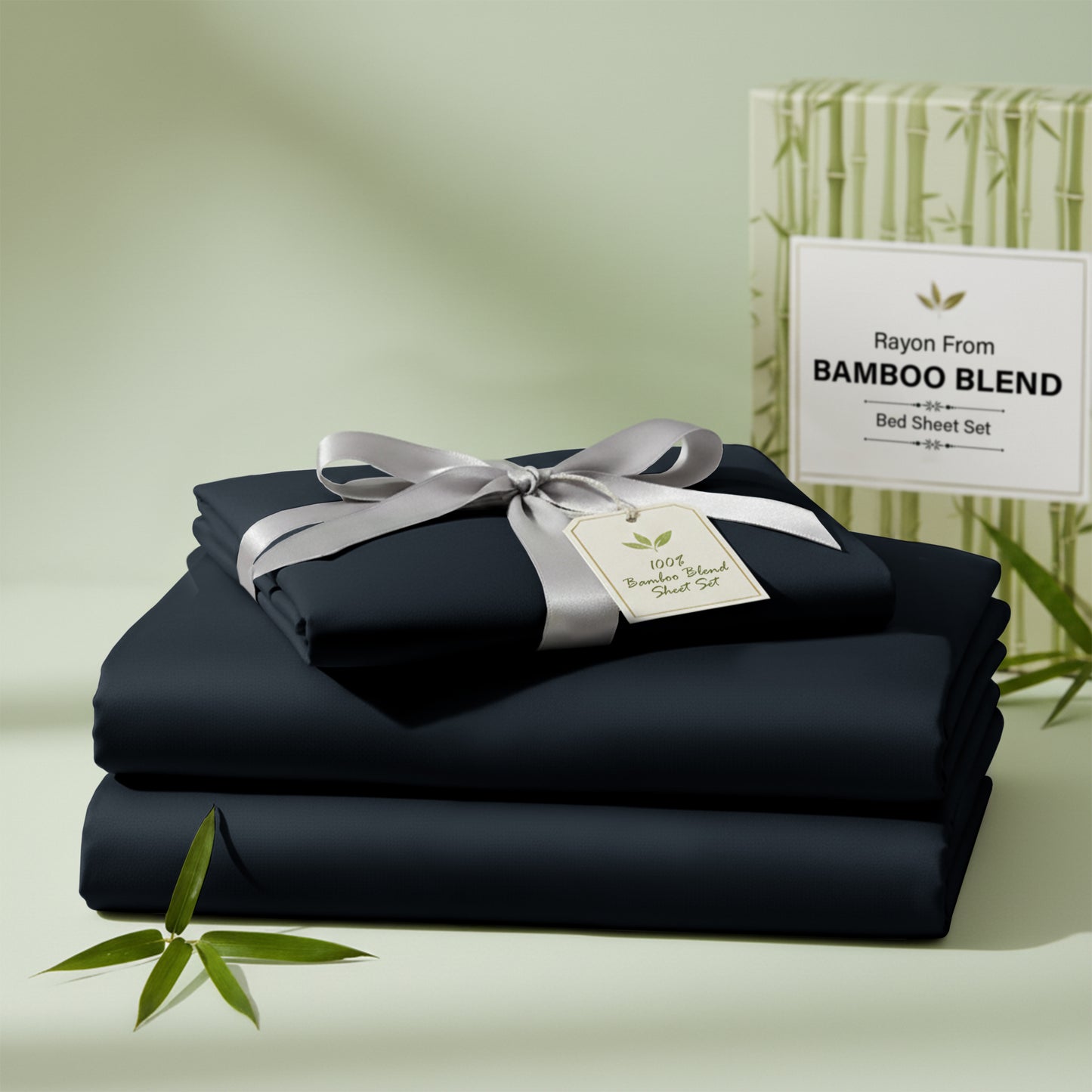 Bamboo Blend Bed Sheet Set 4 Piece 30% Bamboo Viscose 70% Polyester Cooling Deep Pocket 16 Inch Wrinkle-Resistant Moisture-Wicking Twin Full Queen King Cal King
