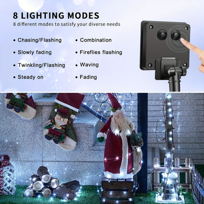 Solar Fairy String Lights Outdoor – 110 LED Copper Wire Solar Twinkle Lights with 8 Modes & Touch Control for Christmas Tree, Garden, Patio, Wedding & Party – 2, 4 or 8 Pack