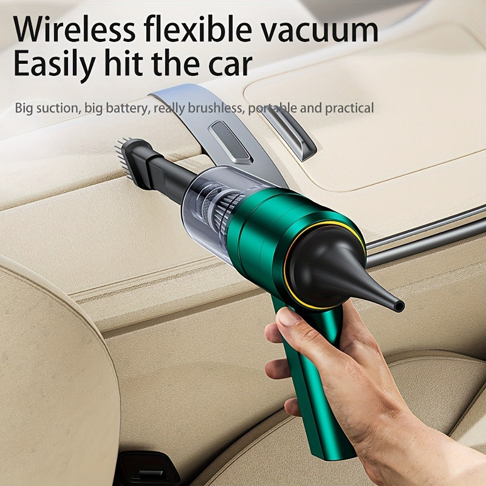 Mini Handheld Vacuum Cordless 4-in-1 Rechargeable | Portable Car Vacuum Cleaner & Air Blower & Hand Pump – Dust Buster for Keyboard, Car Interior, Inflate & Deflate, Green