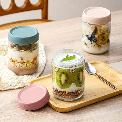Wide Mouth Mason Jars with Airtight Lids 6 Pack 16oz - Glass Food Storage Containers for Overnight Oats Yogurt Snacks Spices and Salad, Clear Round Glass Jars with Optional Protective Silicone Sleeves for Kitchen Pantry and Meal Prep