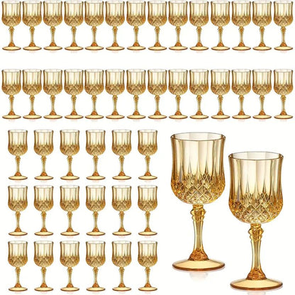 48pcs Shatterproof Plastic Wine & Champagne Glasses Set - 7oz Unbreakable Vintage Goblets Crystal Finish Reusable Cups for Parties Weddings Outdoor Events