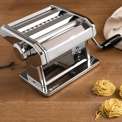 Manual Pasta Maker Machine Stainless Steel – Hand Crank Pasta Roller for Spaghetti Fettuccine Lasagne Noodles, Adjustable Thickness, Anti-Slip Handle, Fresh Homemade Pasta Kitchen Gadget Gift for Foodies