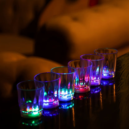 LED Light-Up Party Wine Glasses Set – 12 or 15pcs Glowing Plastic Cups with Colorful LED Lights for Birthday, Bar, Wedding, Holiday & Sports Events