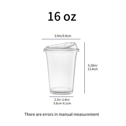 Disposable Clear PET Cups with Lids 50 Sets – Transparent Plastic Cups for Coffee Smoothies Cold Drinks Parties Picnics Travel, 16oz & 20oz