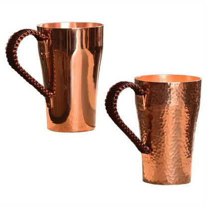 Handcrafted Copper Mug with Hammer Pattern – Pure Copper Coffee Mug, Tea Cup & Water Vessel – Artisan Copper Drinking Cup for Moscow Mule, Milk, Hot & Cold Beverages – Unique Kitchen Gift