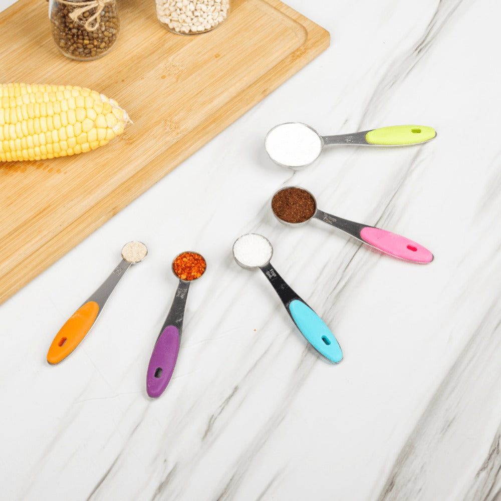 Measuring Cups and Spoons Set 10-Piece Stainless Steel with Silicone Handle – Precise Baking & Cooking Measurement Tools | Dishwasher Safe | Christmas Kitchen Gift