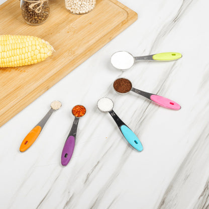 Measuring Cups and Spoons Set 10-Piece Stainless Steel with Silicone Handle – Precise Baking & Cooking Measurement Tools | Dishwasher Safe | Christmas Kitchen Gift