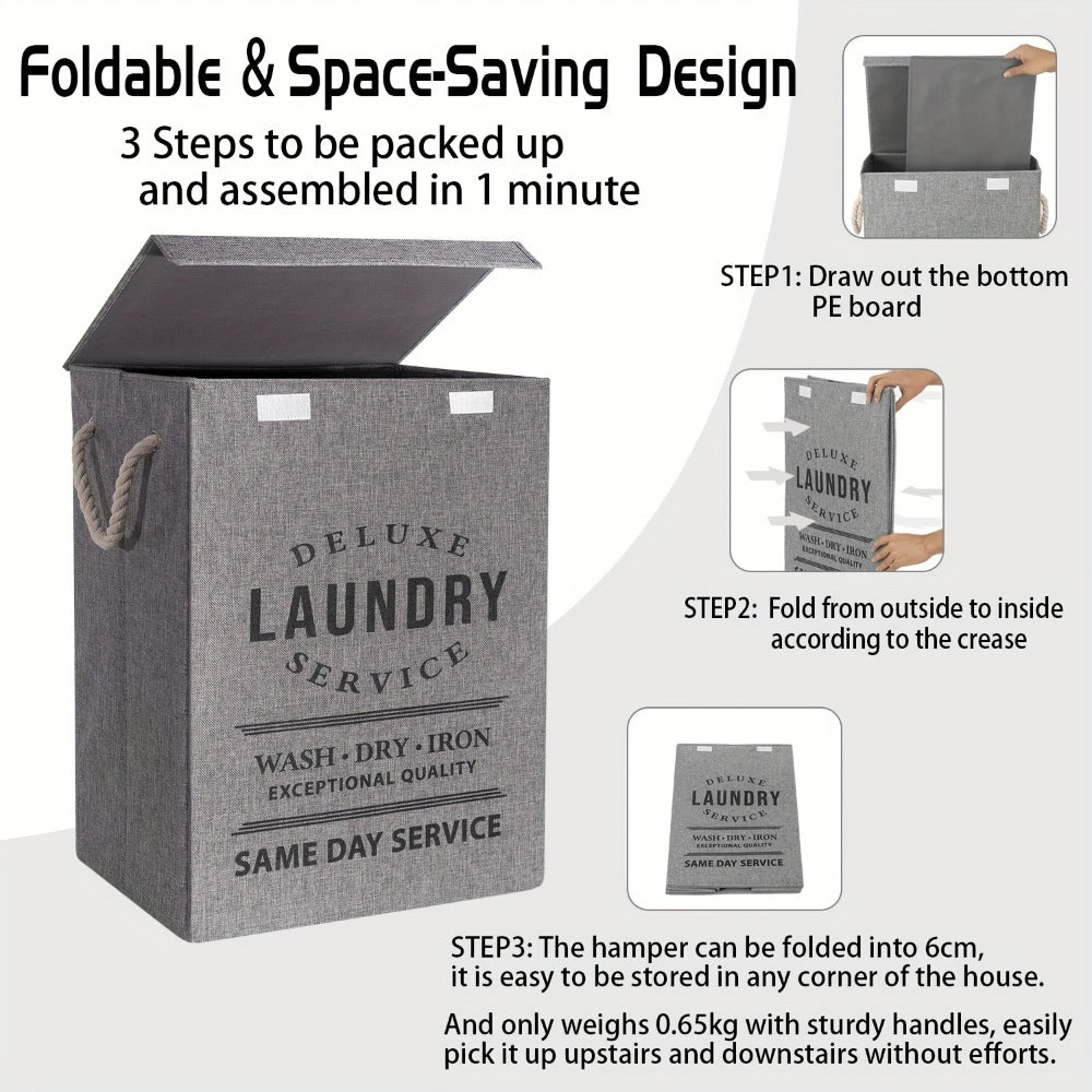 Collapsible Laundry Hamper with Lid – 22.45 Gallon Large Foldable Laundry Basket Bin for Clothes, Bedroom Organizer & Toy Storage – Black, Gray, 1-Pack & 3-Pack Options