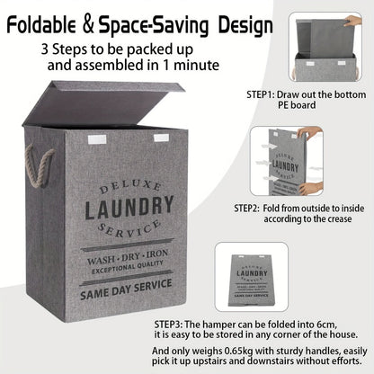 Collapsible Laundry Hamper with Lid – 22.45 Gallon Large Foldable Laundry Basket Bin for Clothes, Bedroom Organizer & Toy Storage – Black, Gray, 1-Pack & 3-Pack Options