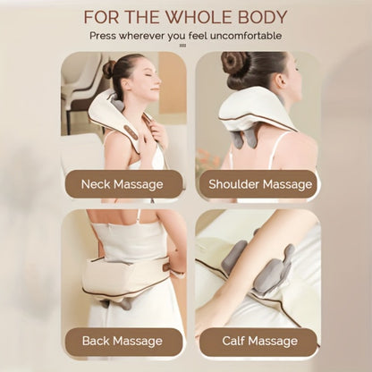Neck Massager Shiatsu with Heat – 6-Node Deep Kneading Wireless Massager for Neck, Shoulders & Trapezius Muscles | Hands-Free Electric Neck & Shoulder Massager with Heating Function