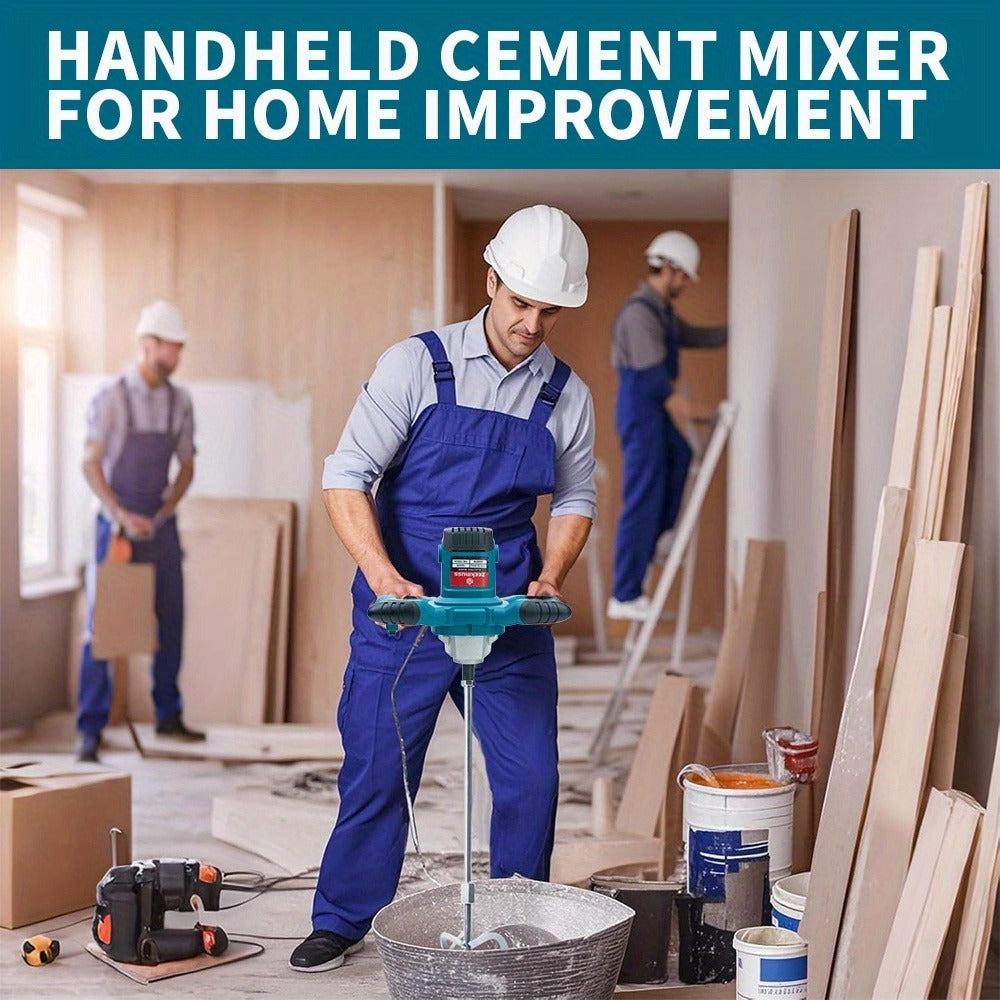 Electric Handheld Cement Mixer 2100W | 6-Speed Adjustable 800 RPM Mortar Mixer Drill for Mixing Paint, Cement, Mortar & Feed – Heavy Duty Paddle Mixer Power Tool
