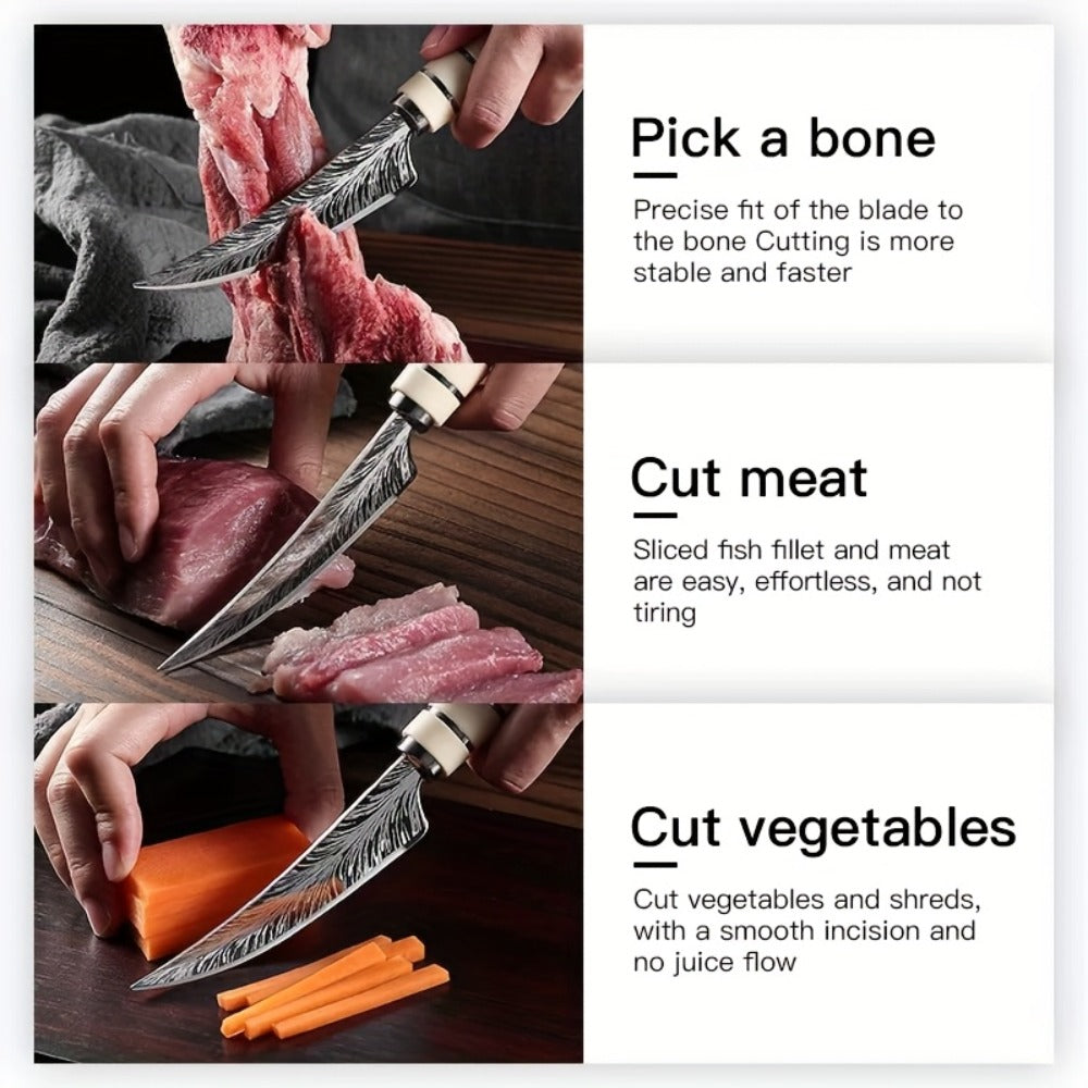 Butcher Knife Professional Bone-In Meat Cleaver Razor Sharp Blade with Patterned Design & Ergonomic Comfort Grip Handle – Heavy Duty Kitchen Chef Knife for Poultry & Meat Cutting