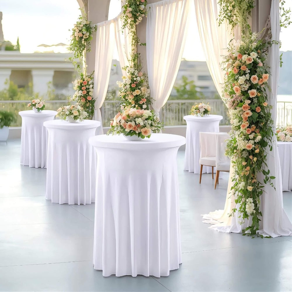 Spandex Cocktail Table Cover Round Stretch Tablecloth for Party Wedding Banquet – Elastic High Top Table Cloth Fitted Cover for Events, Birthdays, Hotels, Outdoor Picnic, Exhibition
