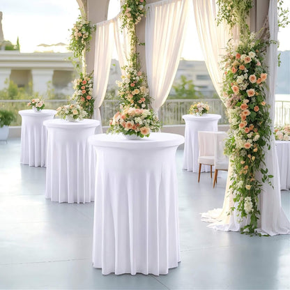 Spandex Cocktail Table Cover Round Stretch Tablecloth for Party Wedding Banquet – Elastic High Top Table Cloth Fitted Cover for Events, Birthdays, Hotels, Outdoor Picnic, Exhibition
