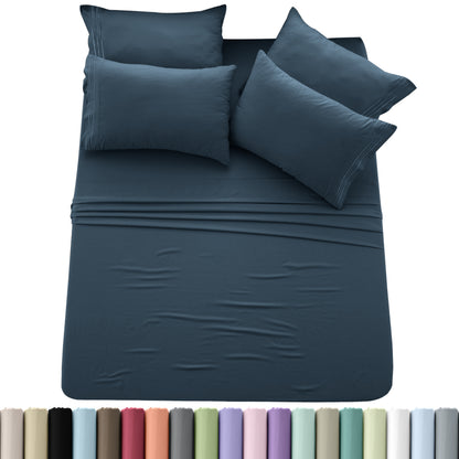 Brushed Microfiber Sheet Set 6pcs – Soft Fade-Resistant Bedding 20 Colors Twin Twin XL Full Queen King Cal King Fitted Flat Pillowcases