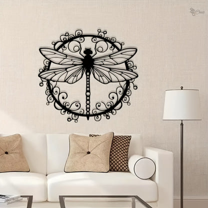 Metal Dragonfly Wall Art – Black Iron Dragonfly Wall Decor, Intricate Animal Print Design, Indoor Outdoor Wall Mounted Sculpture for Living Room Garden Office, Housewarming Wedding Gift