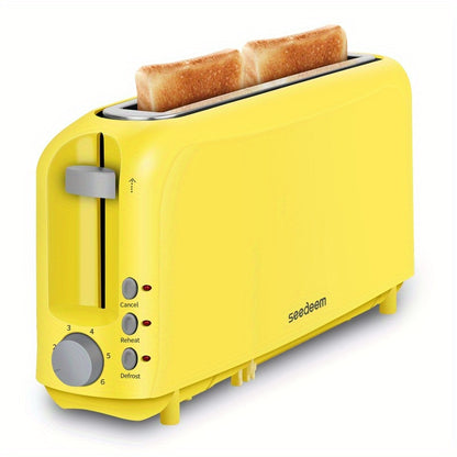 2-Slice Toaster – 6 Shade Settings, Cancel, Reheat & Defrost Functions, Removable Crumb Tray, 750W Compact Design for Bread, Waffles & Bagels, Available in Red, White, Black, Yellow, Pink & Blue