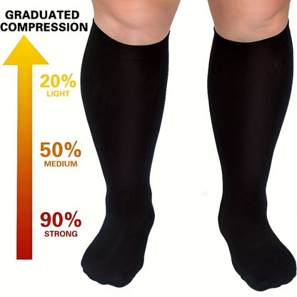 Plus Size Compression Socks 2 Pairs High Elasticity Sports Fitness Oversized Socks for Men Women 2XL 3XL 4XL 5XL 6XL 7XL Running Athletic Support