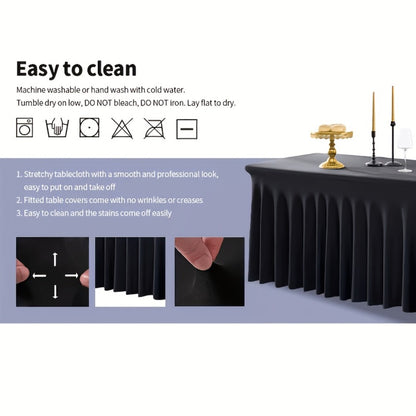 Tablecloth with Skirt for Rectangular Tables – Anti-Wrinkle Table Cover in Black, White & Red, Elegant Table Skirt for Wedding, Birthday, Christmas, Halloween, Thanksgiving & Party Events, 1 or 2 Pack
