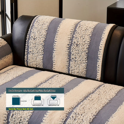 Sofa Cover Plush Jacquard Thick Non-Slip Couch Protector - Pet Friendly Furniture Cover for Living Room Bedroom Office, Machine Washable Retro Style Sofa Slipcover, Loveseat & 4-Seater, Black Grey Green Coffee