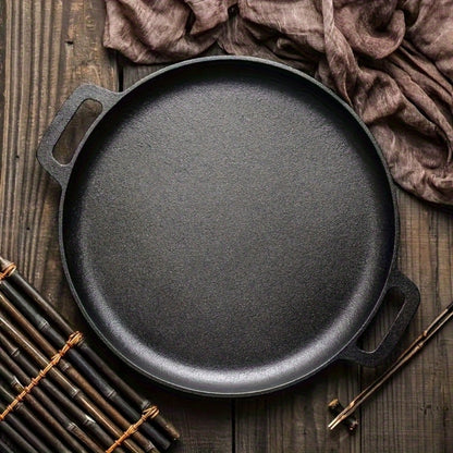 Pre-Seasoned Cast Iron Pan Set - Non-Stick Multifunctional Skillet for Pizza Home Kitchen Outdoor Cooking, Even Heating Compatible with All Stoves, 1/2/3 Piece Options