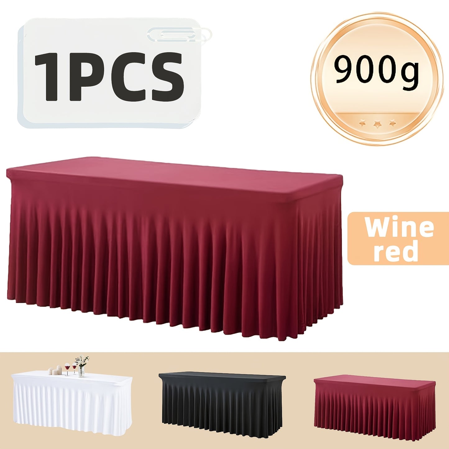 Tablecloth with Skirt for Rectangular Tables – Anti-Wrinkle Table Cover in Black, White & Red, Elegant Table Skirt for Wedding, Birthday, Christmas, Halloween, Thanksgiving & Party Events, 1 or 2 Pack