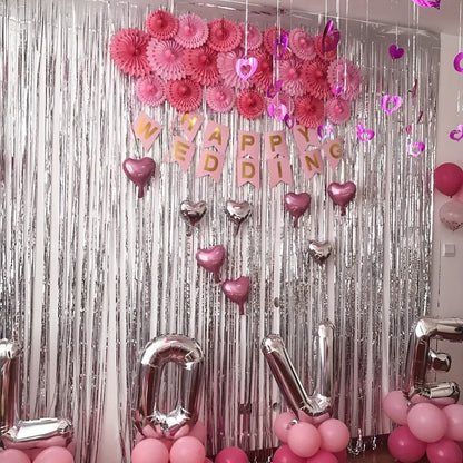 Tinsel Foil Backdrop 6 Packs Metallic Glitter Tassel Curtain – Silver Laser Rain Streamer for Party Photo Booth Birthday Wedding Holiday Doorway Decoration