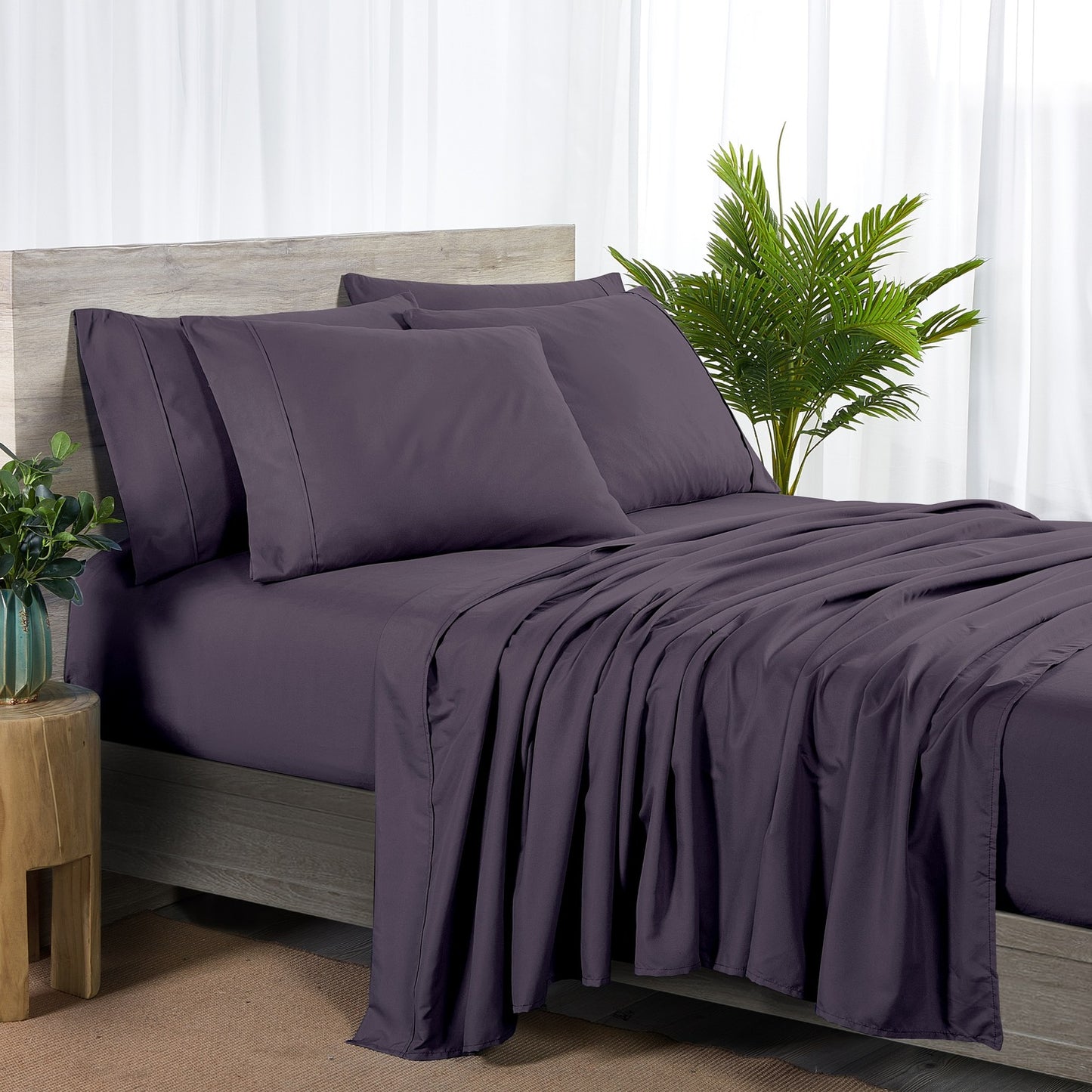 Bamboo Blend 6-Piece Sheet Set – 2000 Thread Count SnugGrip Fitted Sheet 16" Deep Pocket Soft Wrinkle Resistant Twin Full Queen King Cal King